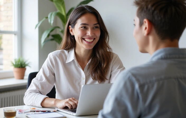 Donna in videochiamata per consulenza nutrizionale