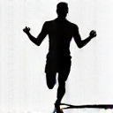 Icona stilizzata di un atleta che corre o solleva pesi, rappresentando la nutrizione sportiva.